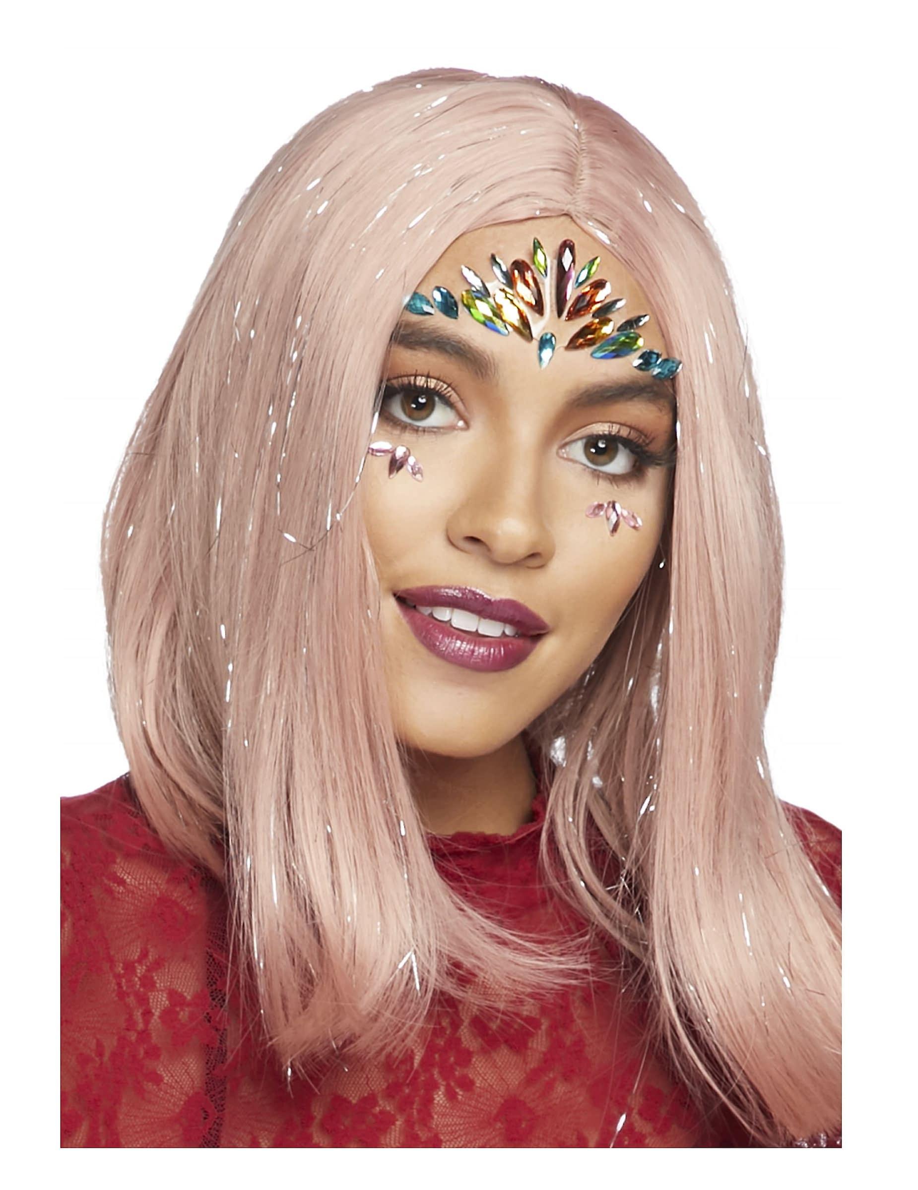 Multi-colored adhesive face jewelry