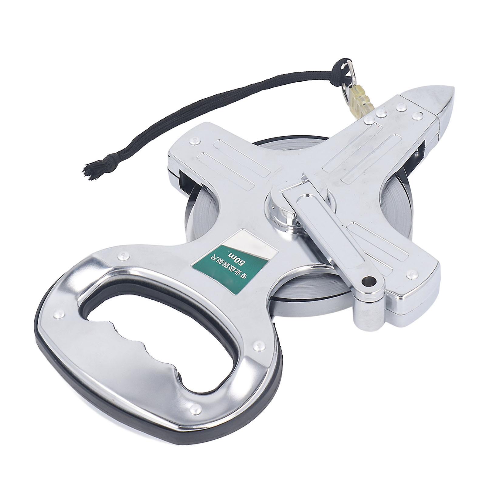Risegun Open Reel Tape Measure 50m Portable Steel Box Accurate Industrial Long Measuring Tape
