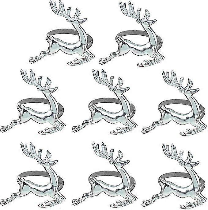 Rond de serviette de Nol 8 pices, porte-serviettes renne, dcoration de table de fte de Nol, boucle