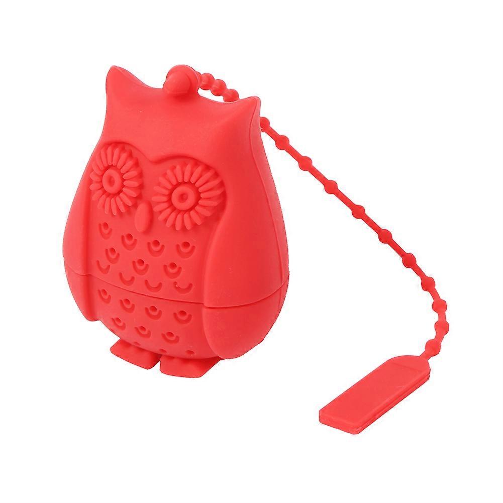 Cute Owl Silicone Loose Tea Leaf Strainer Filter Herbal Spice Infuser Diffuser Office Red