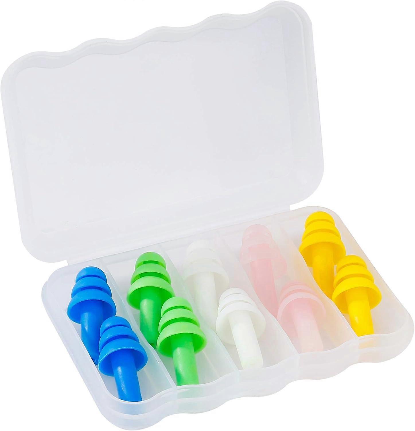 Ear plugs for sleep, assorted colours 5 pairs Reusable soft noise-can