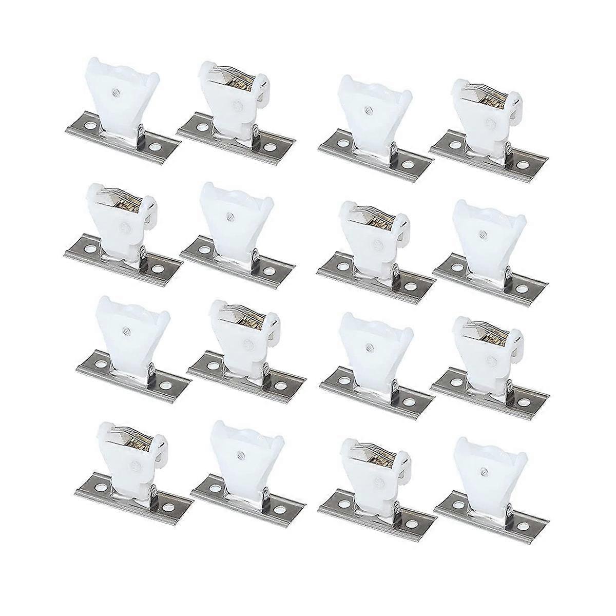 16Pcs ledningslåsmekanisme for 3-linjers svingbar type hvit plast og rustfritt stålbrakett for romerske persienner