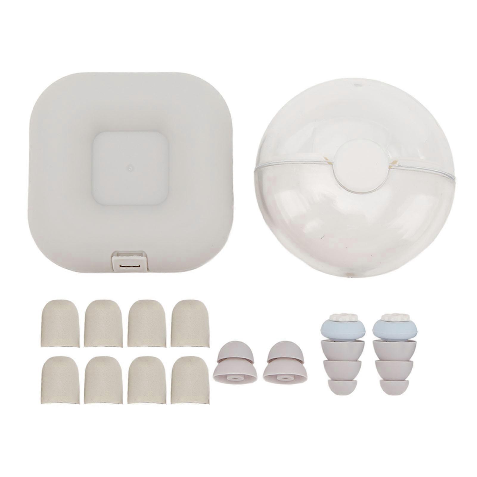 1 Pair Sleeping Ear Plugs 3 Layer Sound Insulation Soft Earplugs With 10 Replacement Tips For Sleep Study Light Blue