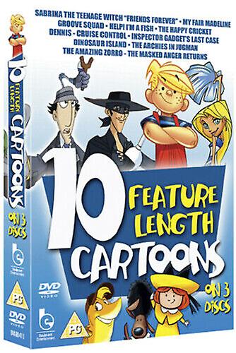 10 Feature Length Cartoons DVD (2009) cert PG 3 discs - Region 2