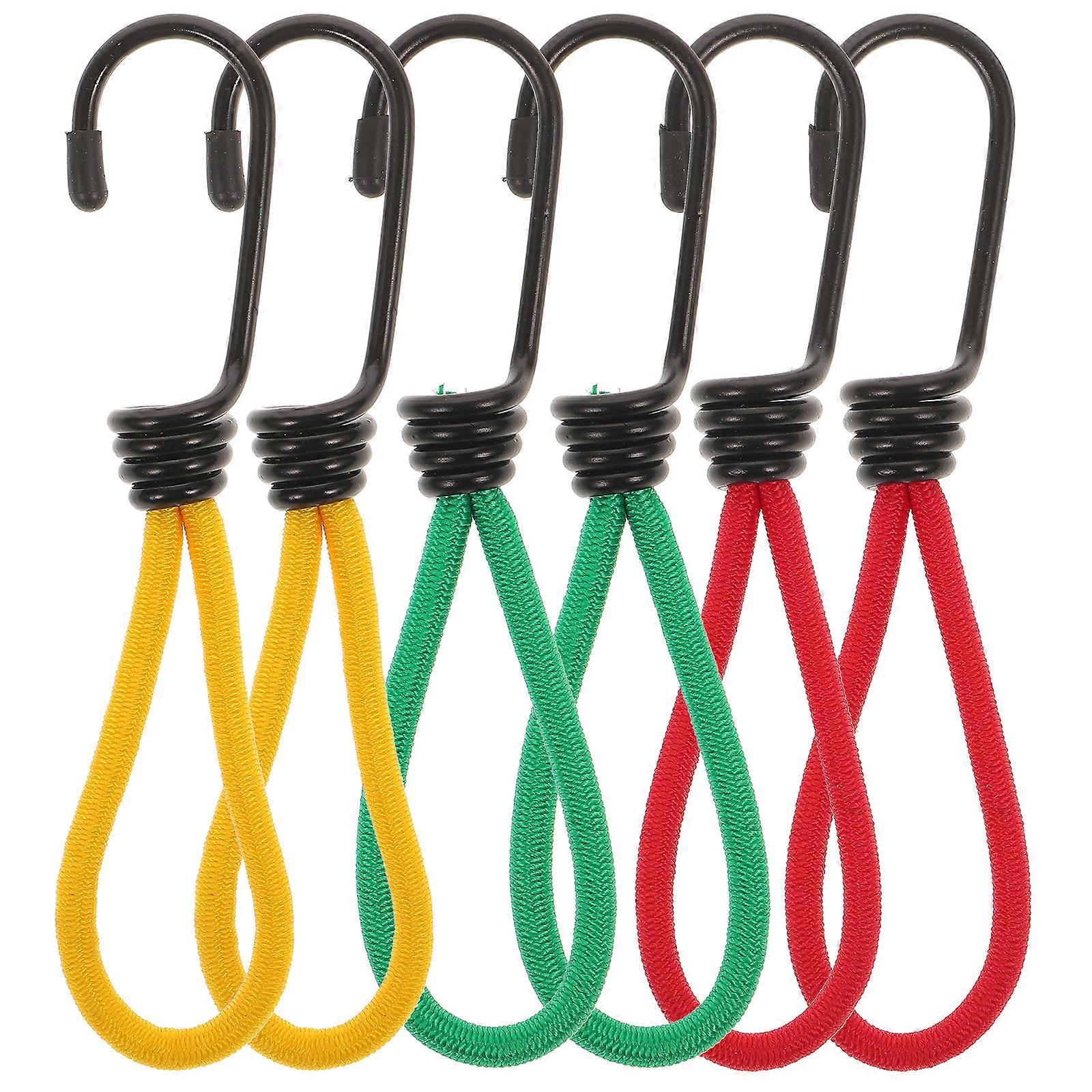 6pcs Camping Tent Fixed Cord with Hook Elastic Tent Elastic Rope Buckle Hook