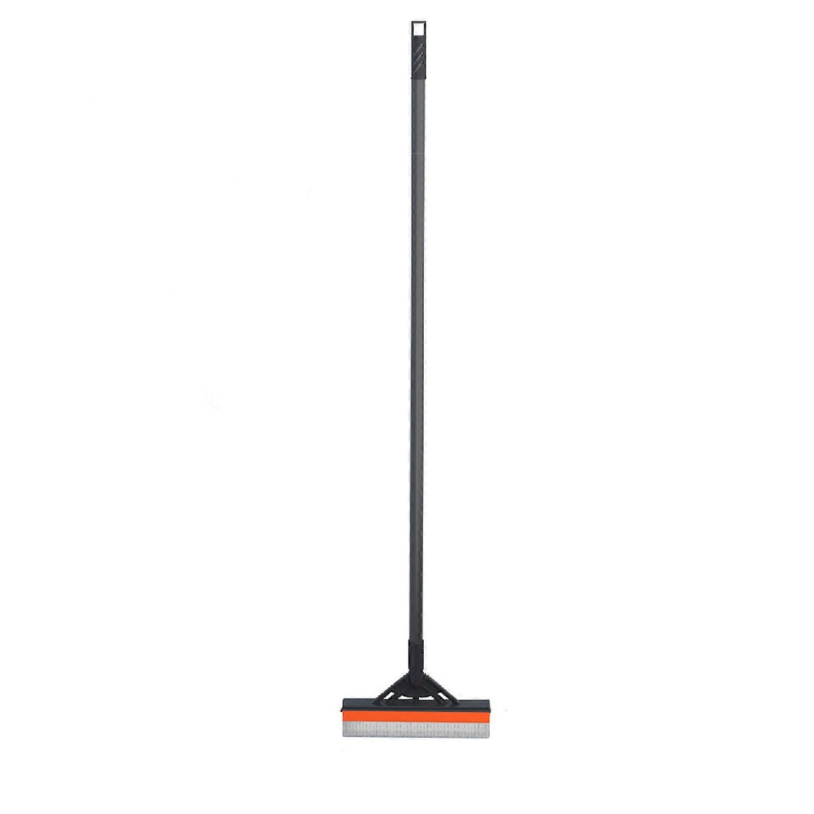 2 In 1 Cleaning Floor Scrub Brush Floor Brush With Long Handle Grout Brush Scrape V-Shape Stiff Bristle Cleaning Brush With Squeegee 180 Rotating