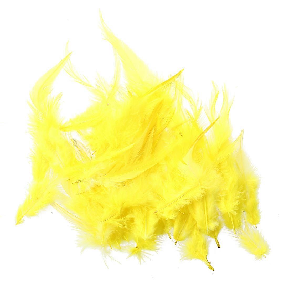 50 PCS Dyed Rooster Feathers for Decoration 10 - 15 cm - Yellow