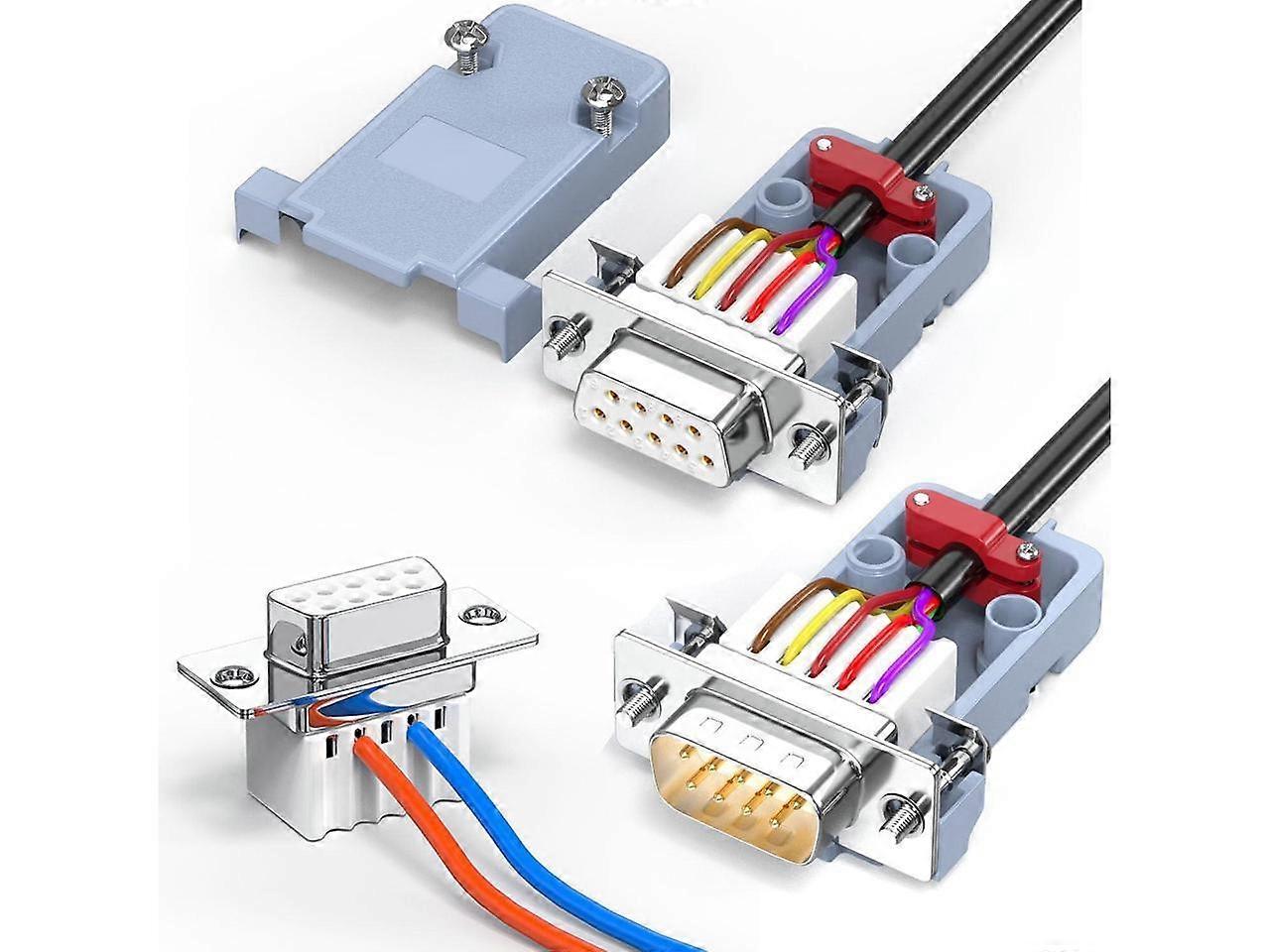 2 Pack DB9 Male+Femal Breakout Serial Adapters,Solderless RS232/RS485/RS422 Screw Connectors D-SUB 9-pin Female Adapter to Terminal Connector Signal M
