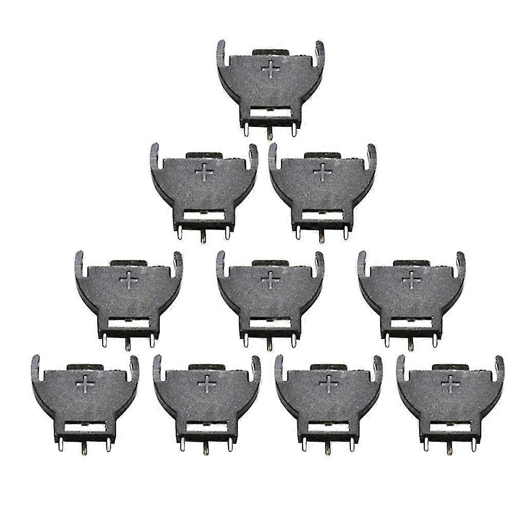 10 Pieces Black Plastic Cr2032 2032 3v Cell Coin Battery Socket Holder For Case