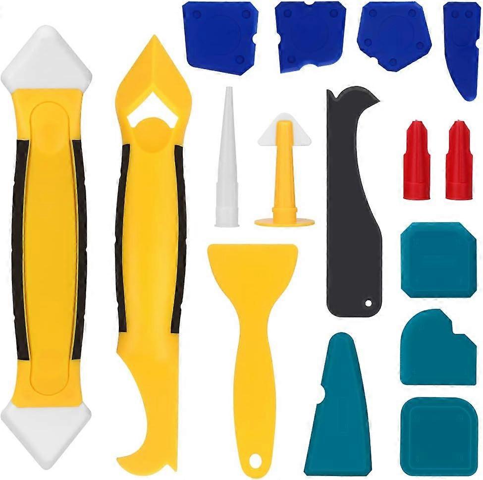 Silicone Grout Smoother 16 Pieces Sealant Caulk Tools, Grout Sealing Smoothing Tool Kit Caulk Removal Sealant Tools Finishing Kit for Bathroom Kitchen