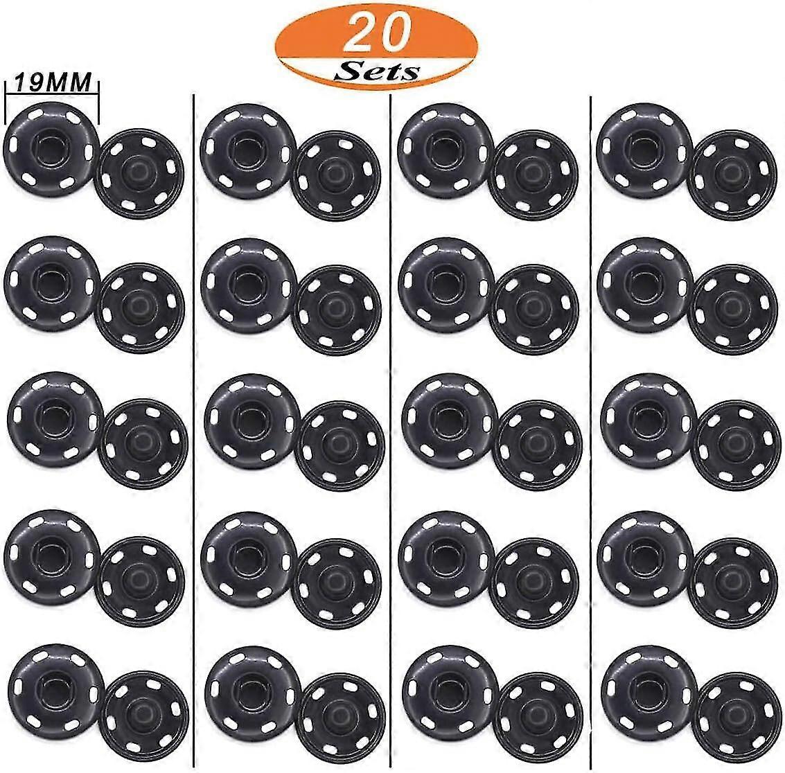 20 Sets Rust Proof Metal Snap Fasteners Sewing Press Studs Buttons (19mm)
