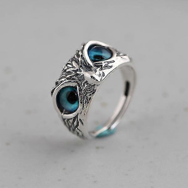 creative blue owl ring unique cute animal ring