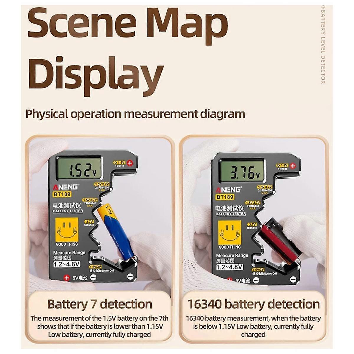 Universal Battery Tester for C,AA,AAA,D,N,9V 6F22 Batteries 1.5V 3V Button Cell Battery Indicator