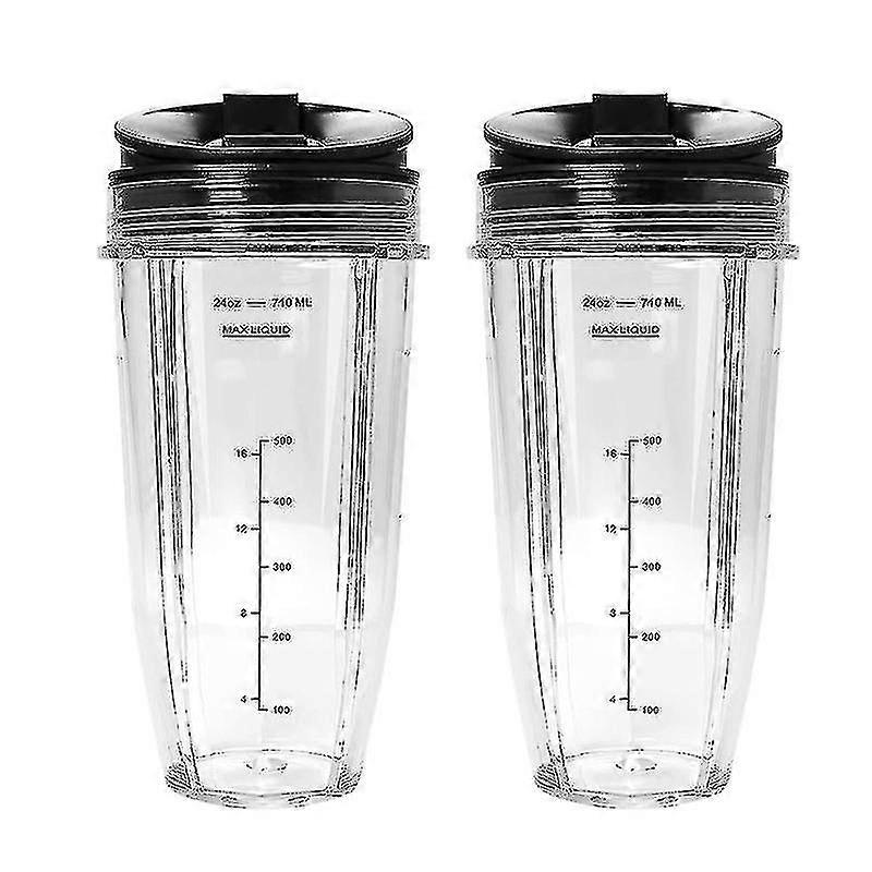 2 Pack Replacement 24oz Cup With Spout Lid For Nutri Ninja Auto Iq Series Blenders With Bl450/bl454 -JA - MXBC