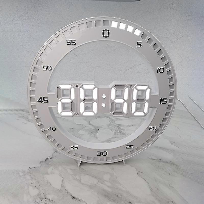 Silent 3D Digital Circular Luminous LED Wall Clock Alarm with Calendar,Temperature Thermometer for Living Room Home Decoration