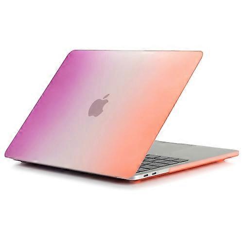 Laptop Rainbow Pattern PC Protective Case for MacBook Pro 15.4 inch A1990 (2018) (Purple+Orange)