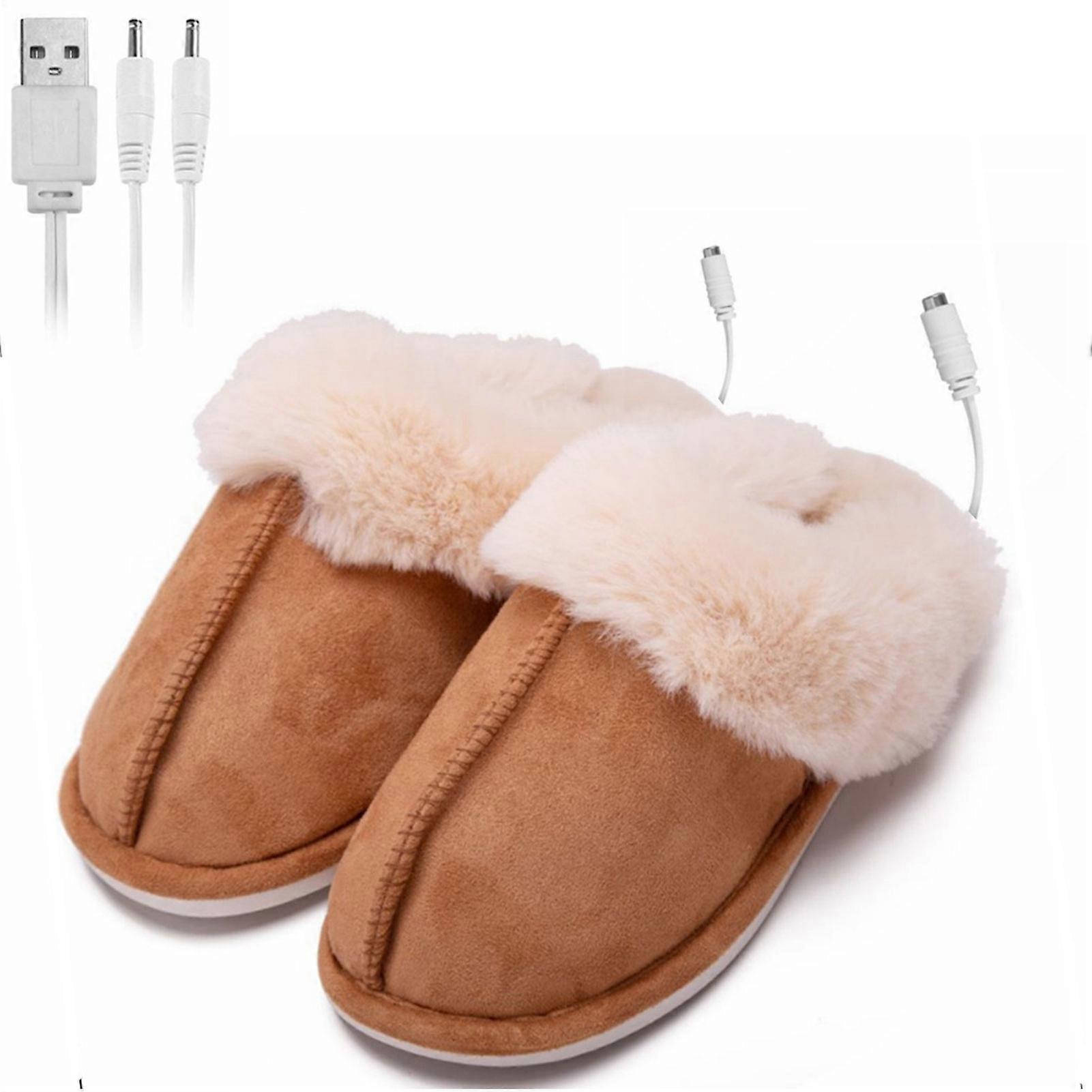 USB Electric Heating Slippers Skin-Friendly Breathable Slippers with Built-in USB for Women Men Students