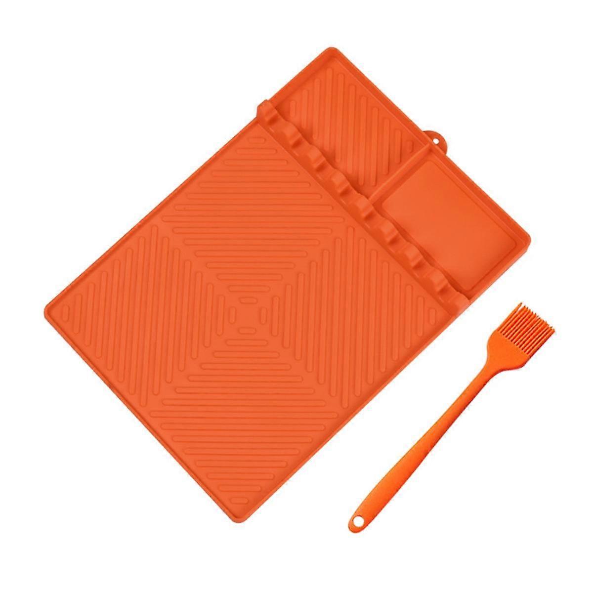 Silicone Grill Mat, Silicone Bakeware Tool Mat, Spatula Mat for Outdoor Grill Kitchen Counter Orang