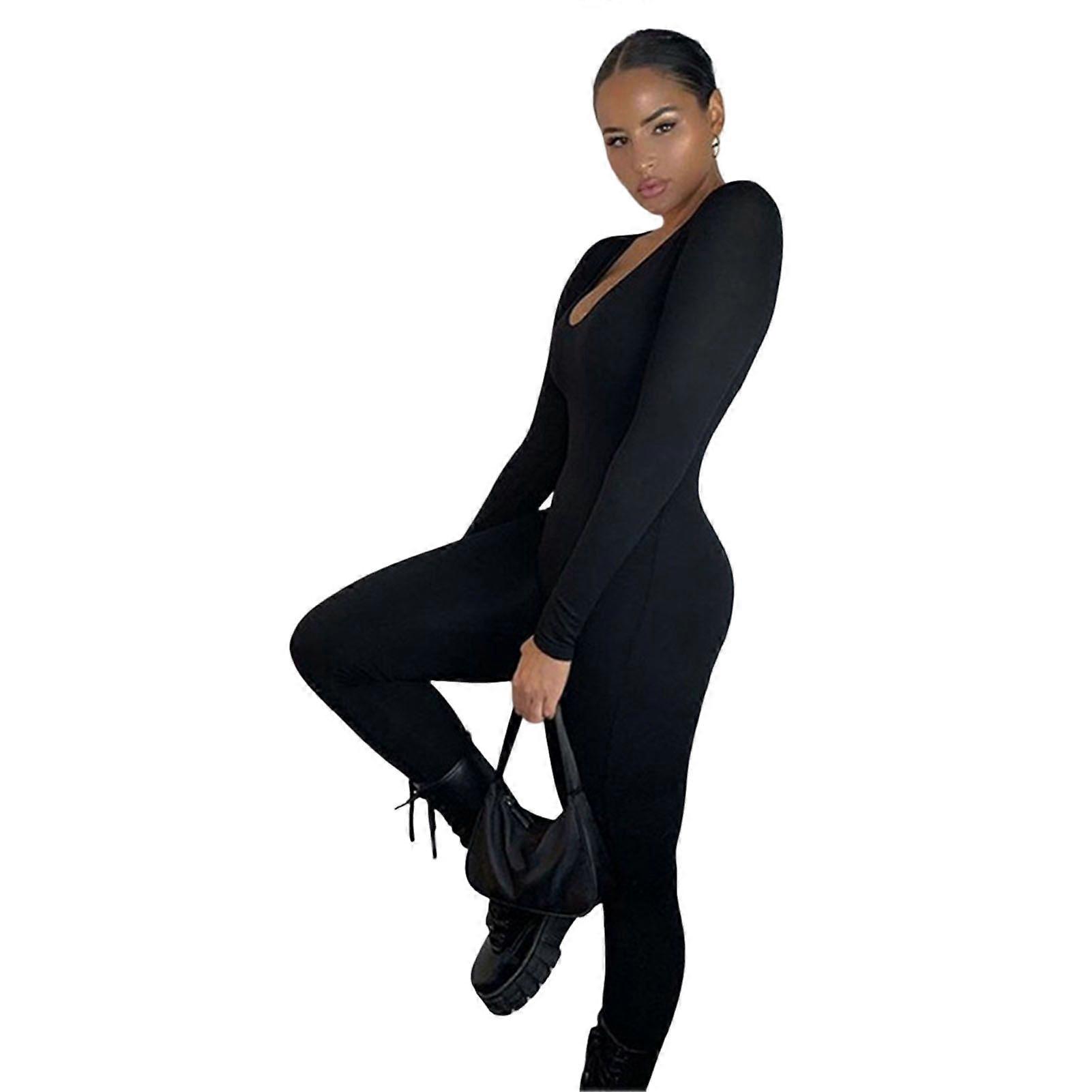 בגדי ריקוד נשים יום יומי אוברול צמוד סקסי צווארון נמוך סקיני אוברול למועדוני מסיבות