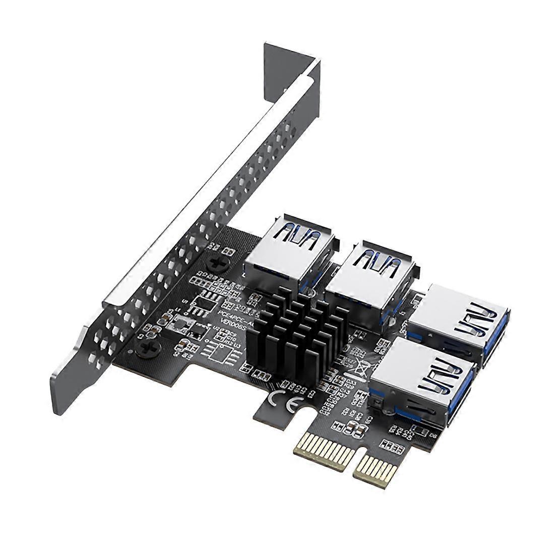 PCI-E to PCI-E Riser Card PCI-E 1X to 4-Port USB3.0 Graphics Card Adapter Expansion Card for Miner