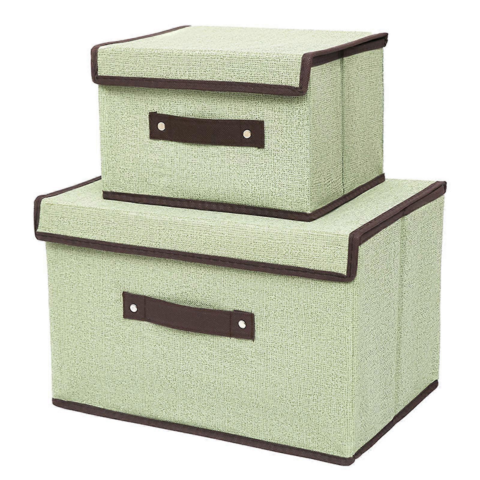 Foldable Storage Box With Lid 2pcs (large + Small) Fabric Storage Box With Lid, Closet Storage Box, Room Organization, Office Storage, Toy Storage