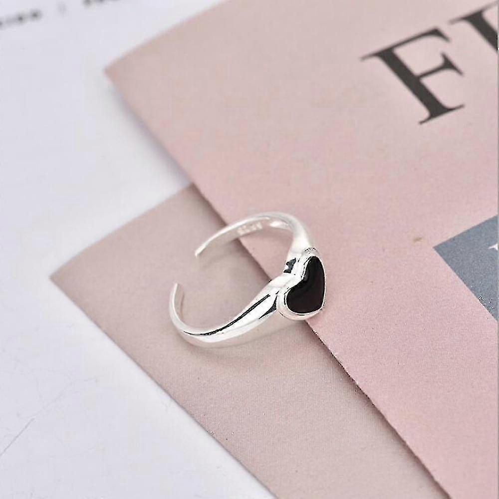 Silver Colour Hollowed-out Heart Shape Open Ring