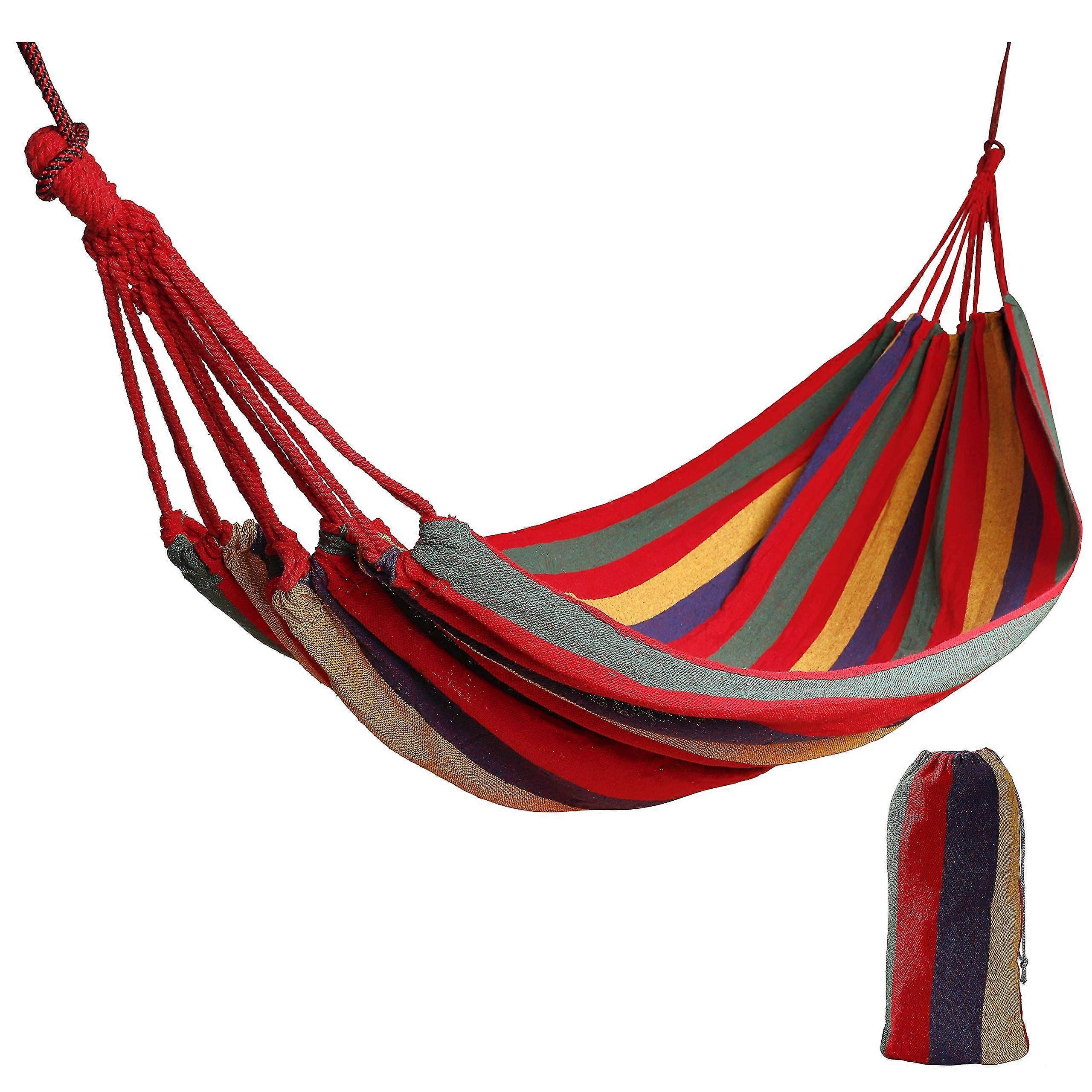 1 Person Outdoor Cotton Hammock 190 X 80 Cm, Load Capacity Up To 150 Kg Portable Swing Bed In Beach, Patio, Porch
