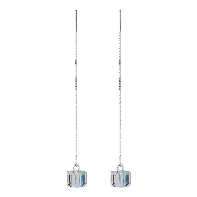 Crystal Earrings, Needle Drop Threader Pull Through Earrings for Womens