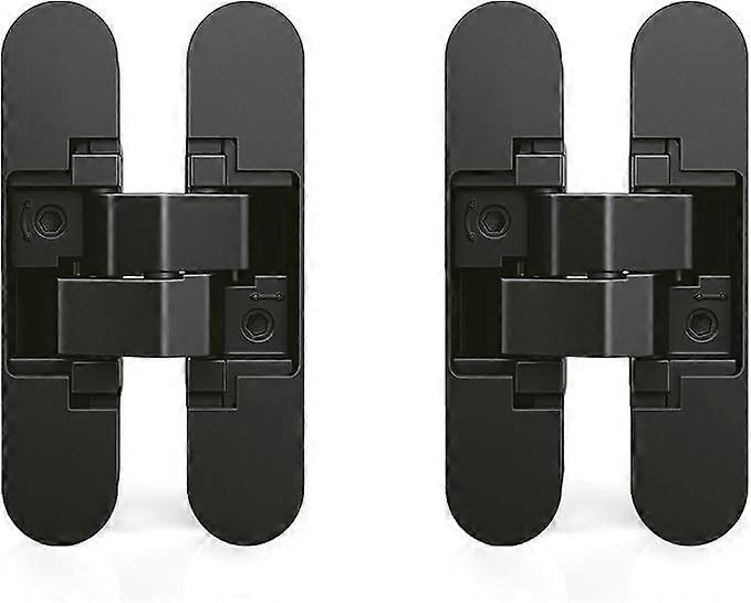 Invisible hinge for access doors, set of two invisible hinges for heavy doors, 40 Kg (88,2 lb) load, 180 aperture, zamak, black