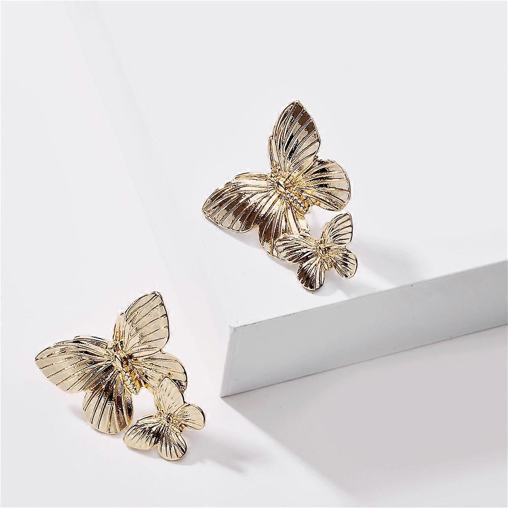Gold Big Butterfly Earrings Drop
