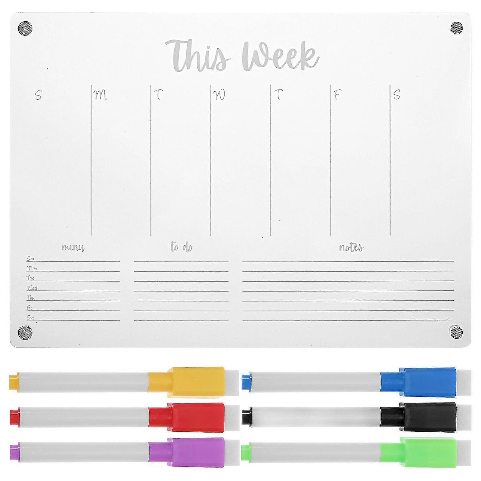 1 Set Of Clear Weekly Planner Board Dry Erase Message Board Magnetic Schedule Clear Board GuanGuan