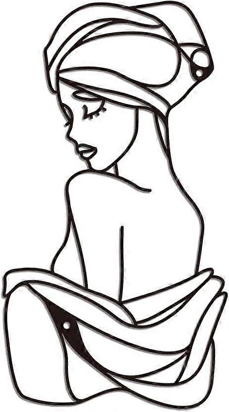 Metal Lady Back Line Modern Abstract Wall Decor Black Minimalist Abstract Modern Line Design Wall Sculptures Decor Female Line Home Decor Wall Sculptu