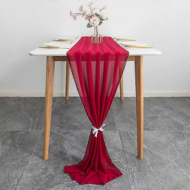 Chiffon Table Runner Wedding Table Decoration 3m Wine Red Table Runner Washable