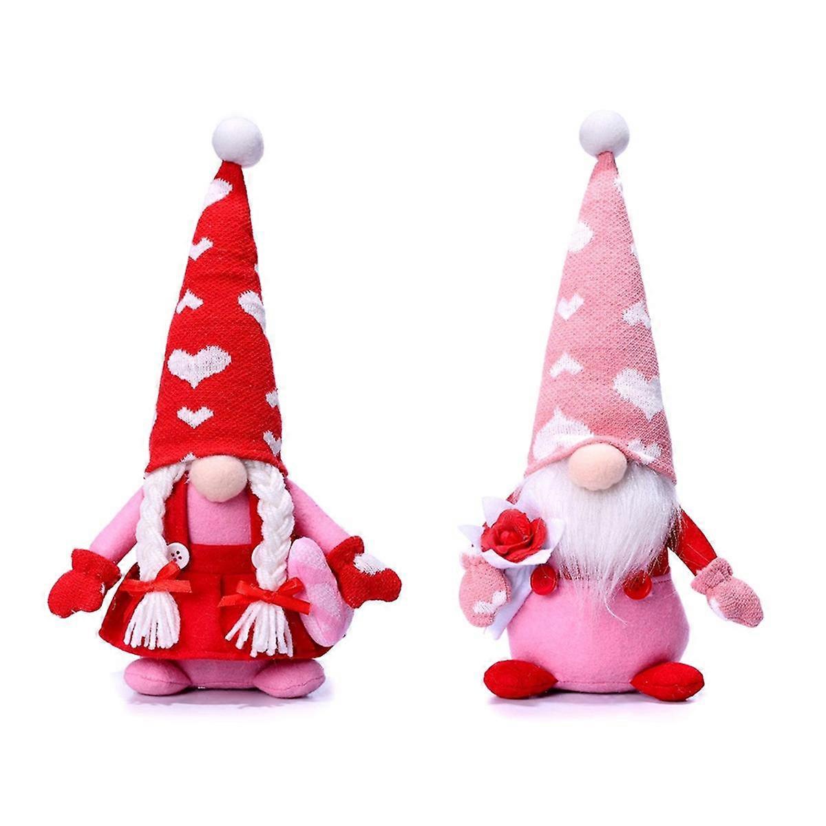 Valentine Day Gnomes Decoration Plush - 2 PCS Mr. and Mrs. Scandinavian Tomte Doll Valentines for H