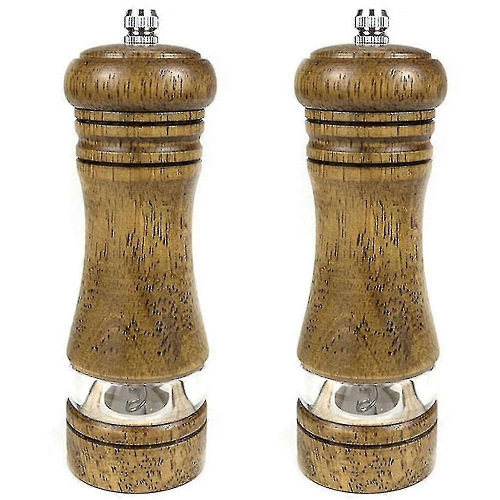 Salt And Pepper Grinders Set Solid Wood Body Pepper