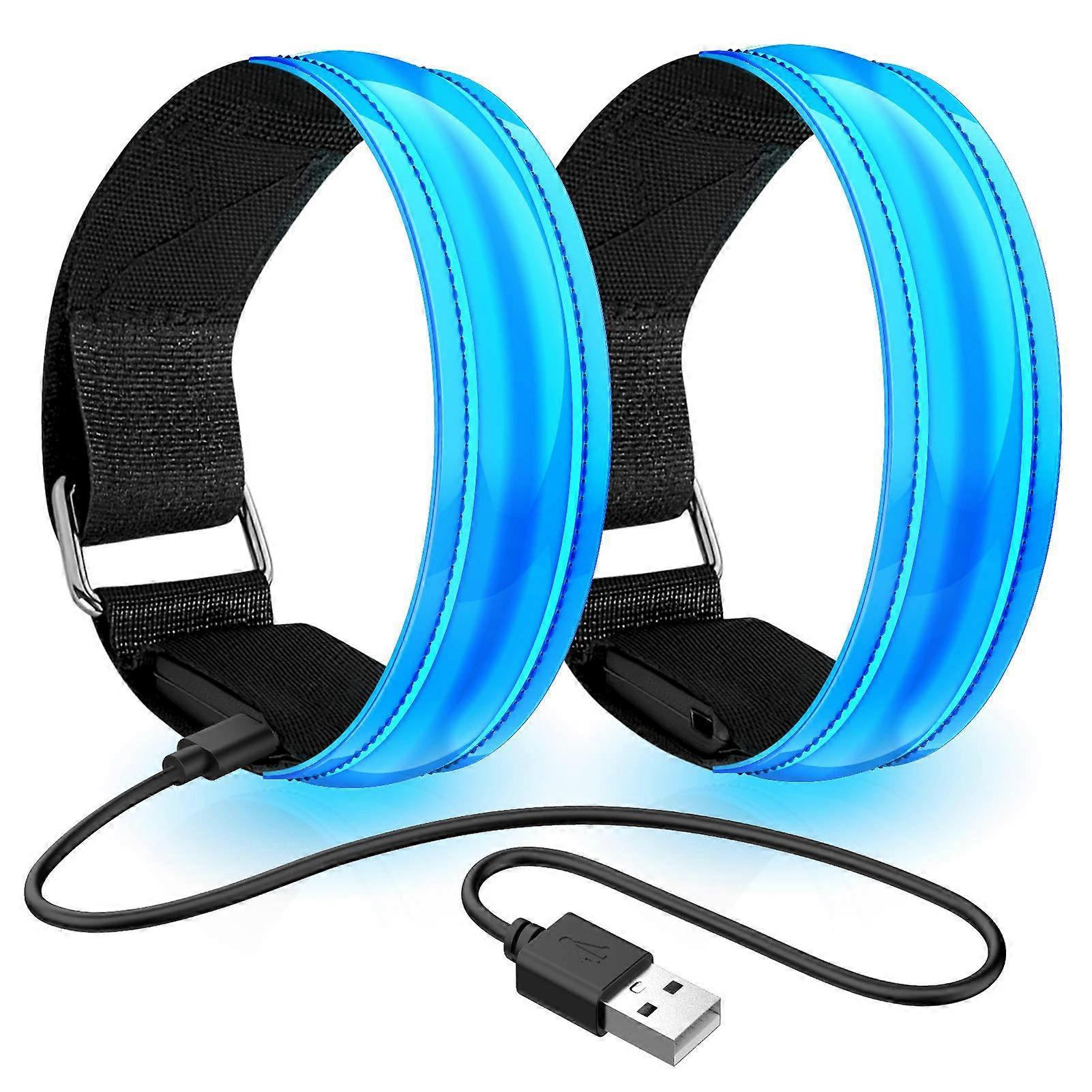 2PCS Rechargeable LED Armband | High Visibility Led Running Lights for Runners | Reflective Running Gear Light Up Armband