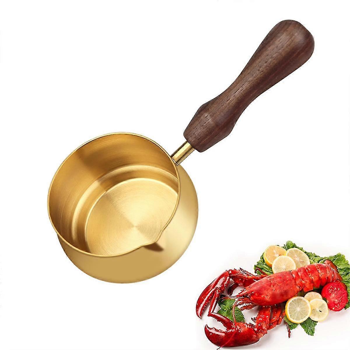 Mini pentole - scaldaburro per frutti di mare galvanica in acciaio inossidabile con manico (oro 100 ml / 3,5 once)