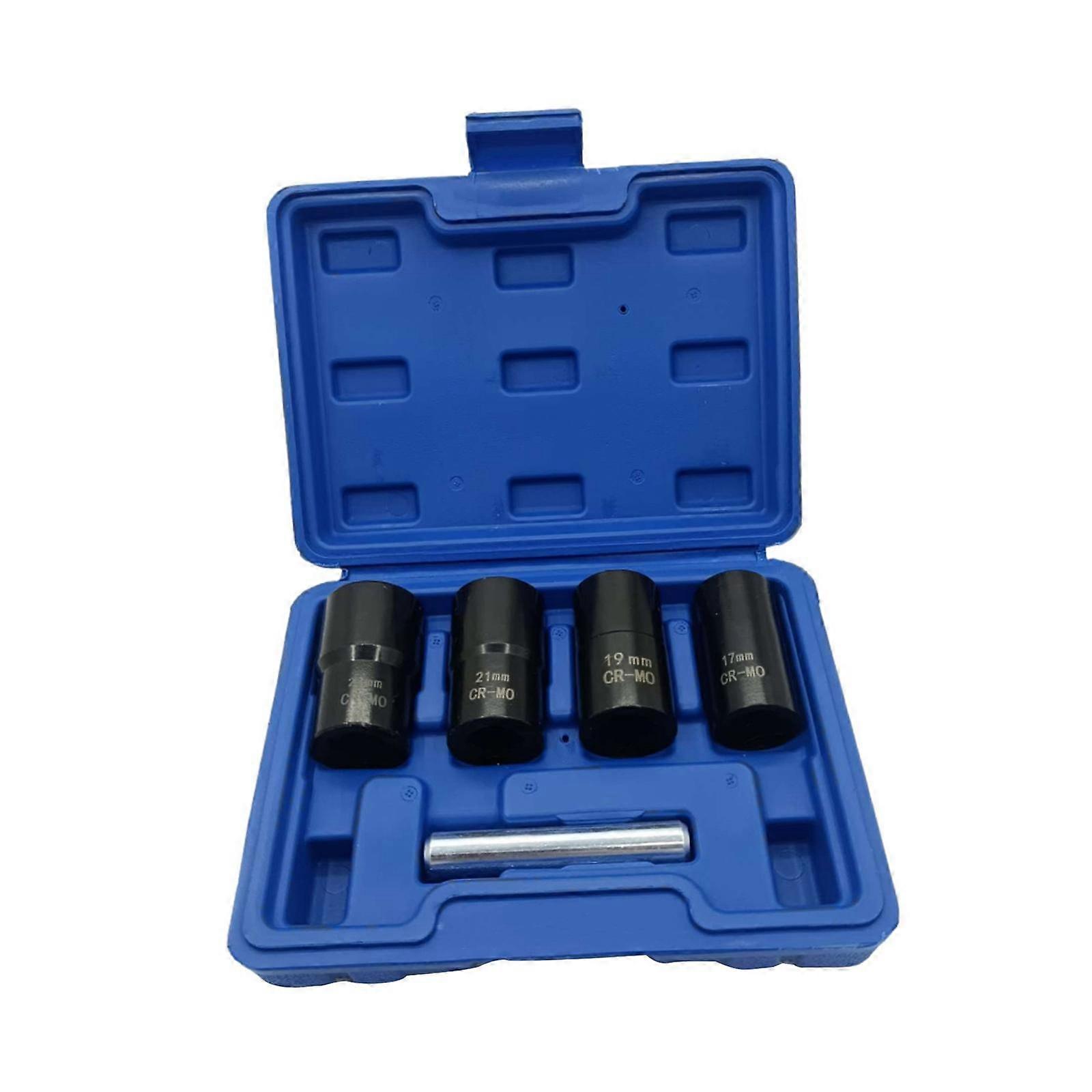 5Pcs Impact Twist Socket Tool Kit Portable Professional with Nut Removal Bar Blue Box