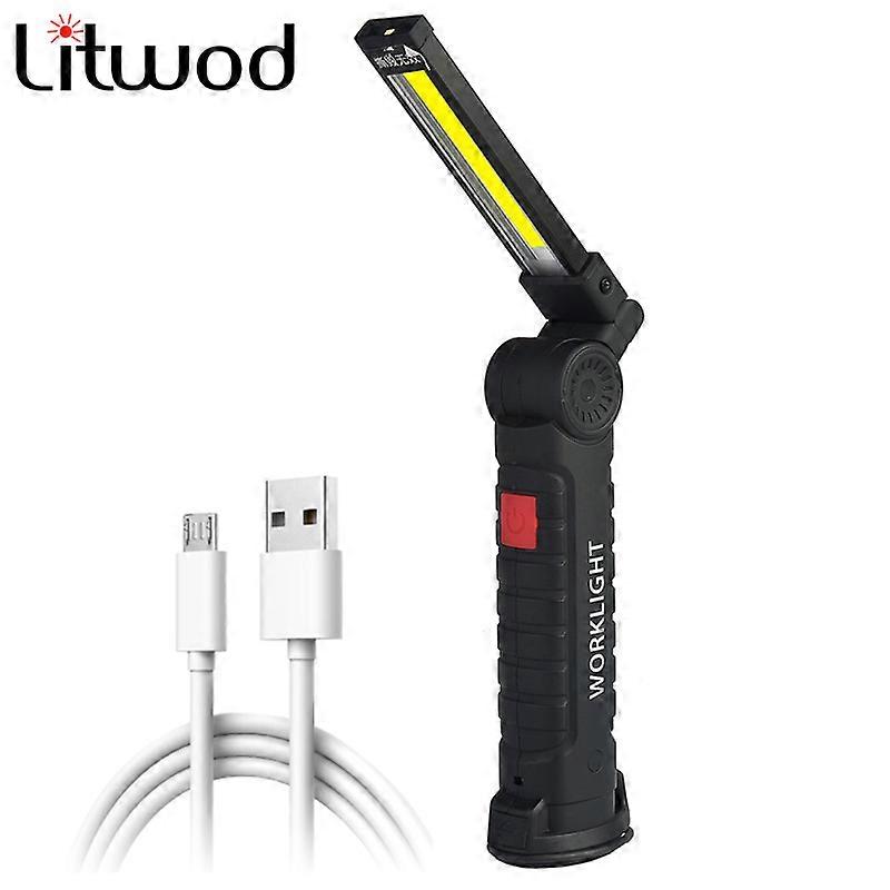 COB LED Working Built-in Battery Flashlight USB Rechargeable Torch Lamp 3 Mode Flash Light with Magnet Portable Camping Lantern