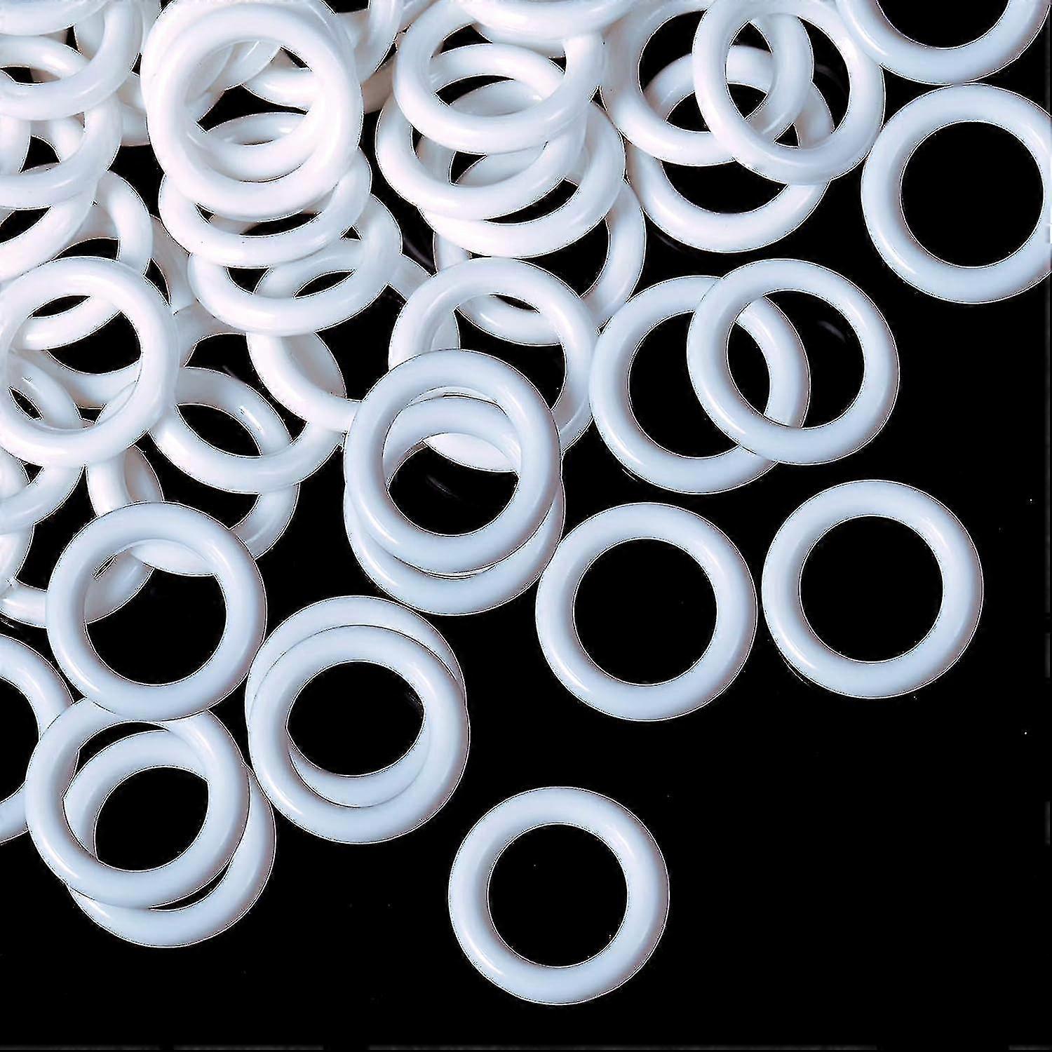 100 Stück Raffrollo-Gardinenringe, O-Ringe Kunststoffringe für Raffrollos (weiß, 13 mm)