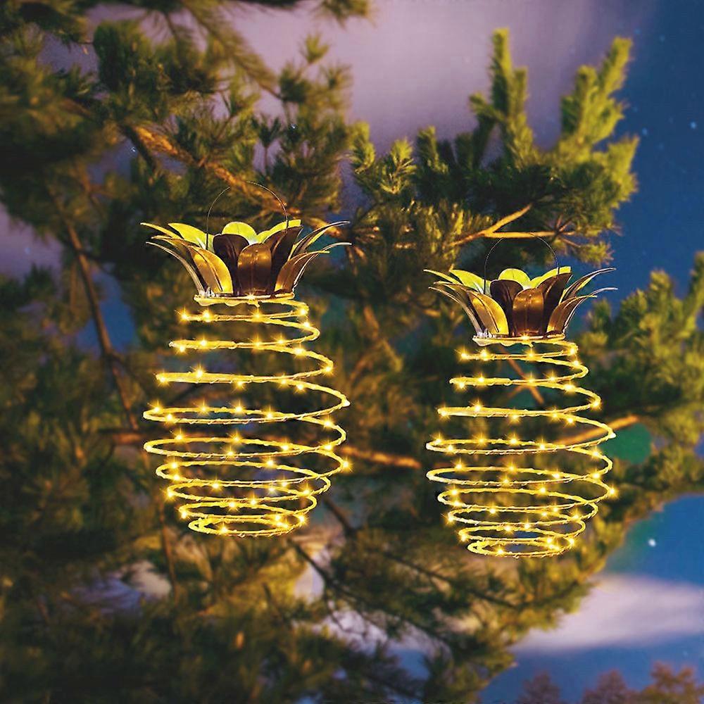 2pcs LEDソーラーガーデンライトパイナップル形状防水屋外