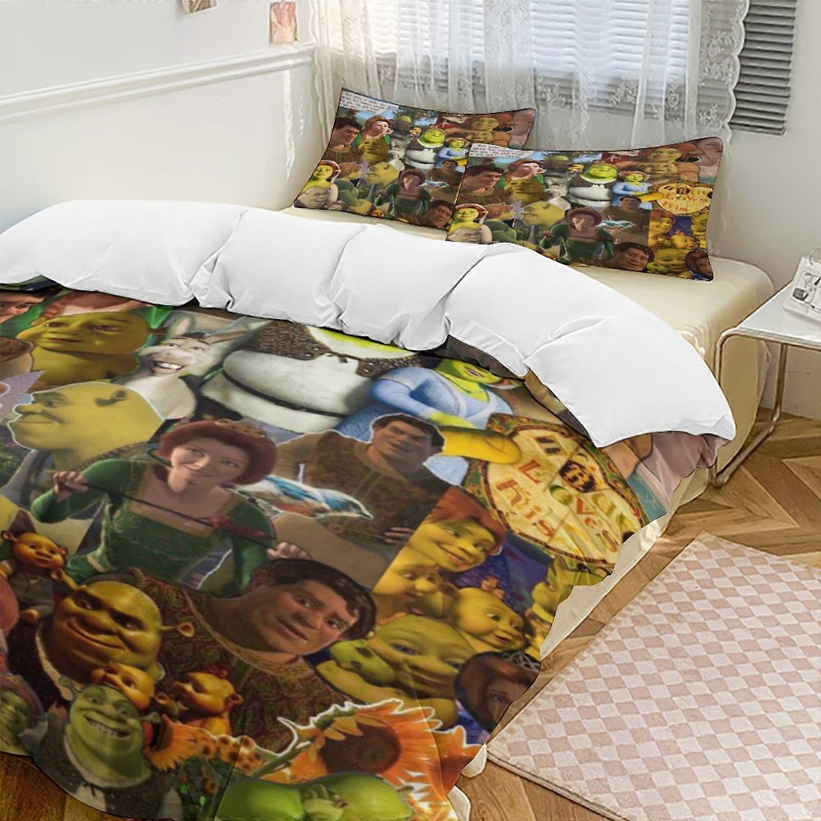 a2349 Lençóis Shrek Conjunto de Cama Capa de Edredão Tema dos Desenhos Animados Lençóis de Quarto Infantil iip2349
