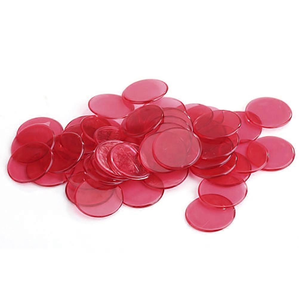 80pcs Transparent Counters Counting Bingo Chips Plastic Markers Bingo Supplies (Red)