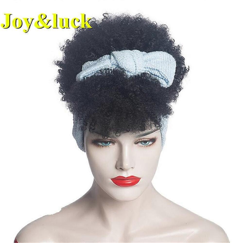 Headband Synthetic Wig Short Afro Kinky Curly Hair Wigs For Black Women Fluffy Curls Hairband African Turban Wrap Hair