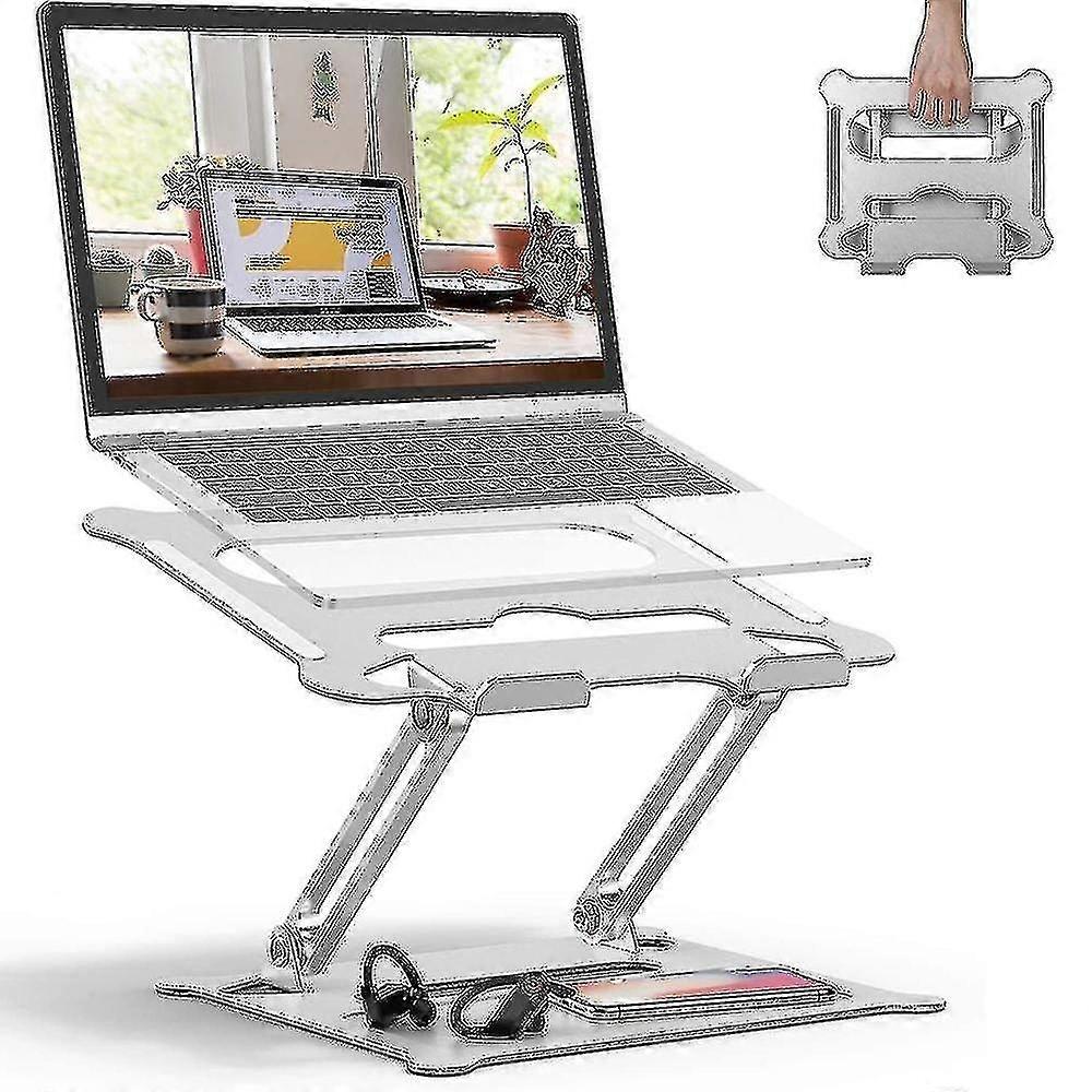 Justerbart stativ til bærbar computer, ergonomisk bærbart computerstativ med varmeudluftning til at hæve bærbar computer, tung D