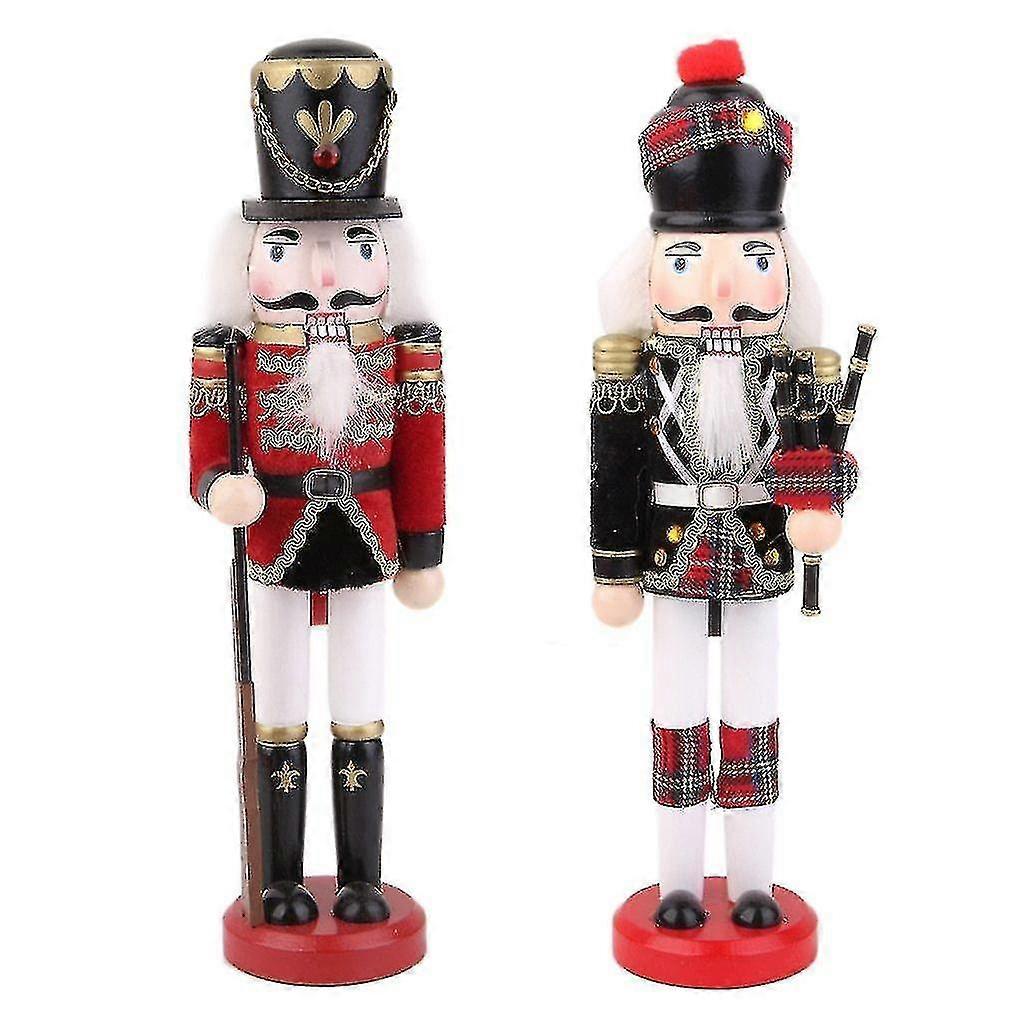 Nøddeknækker Guard Soldat og Bagpipe Walnut Puppet (2stk)