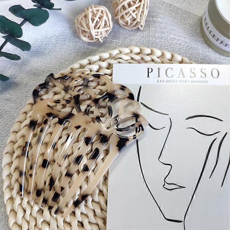 Minimalist French Twist Hair Side Comb Hollow Out Tortoise Shell 7 Teeth Hairpin Vintage Celluloid Acetate Barrette Clip
