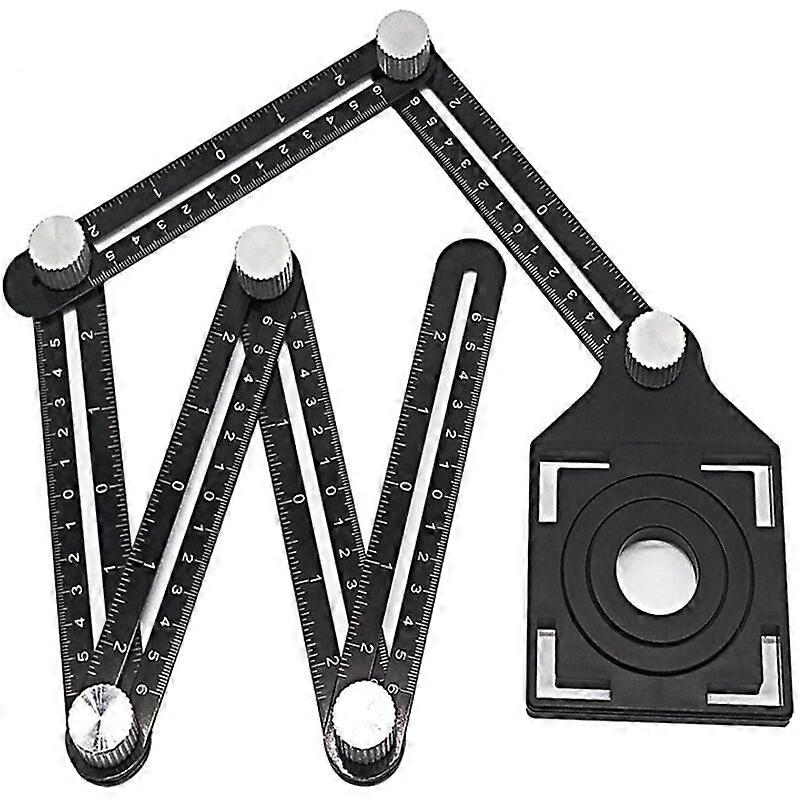Multi-Angle Measuring Ruler with Positioning Hole, 6 Sides Aluminum Alloy Multi Angle Ruler Template Tool Multi-Function Ruler, Template Measuring Too