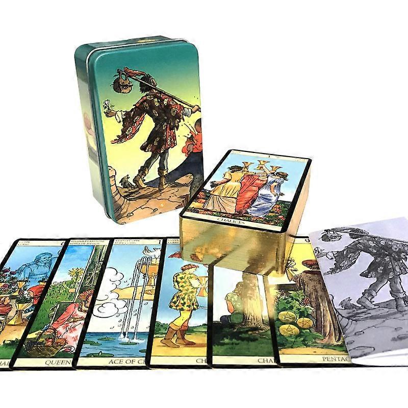 Tin Box Gilded Rider Tarot Card Fate Divination Family Party Game Tarot And A Variety Of Tin Box Gilded Tarot Options