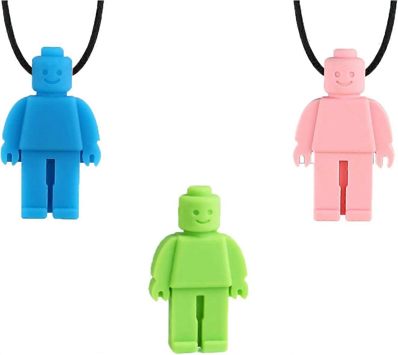 Silikonipurukaulakoru (3 kpl), robottimuotoinen chewelry-riipus